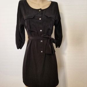 Black long sleeve mini wrap dress